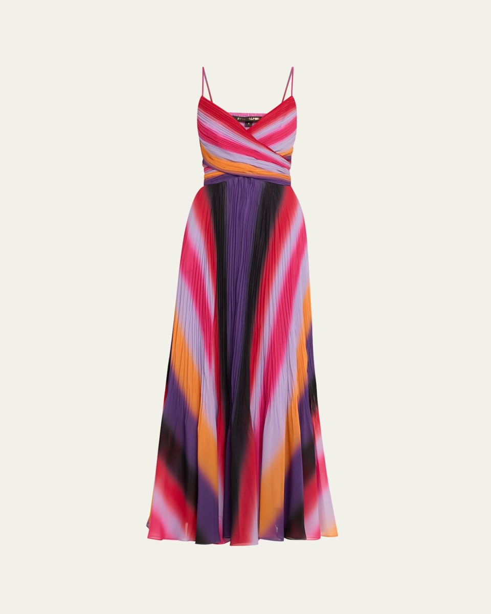 Jules Pleated Ombre Striped Maxi Dress